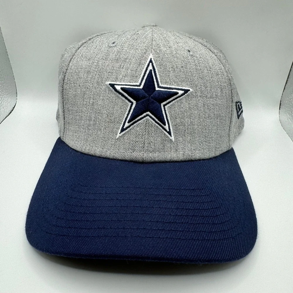Dallas Cowboys New Era 9FORTY Snapback Hat Gray Navy Blue NFL Adjustable Cap Hat